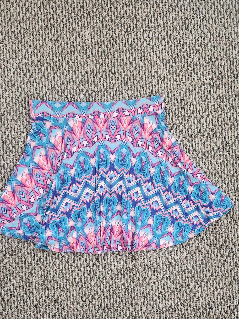 Decree Blue & Pink Geometric Print Skirt Size XL